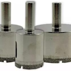 Kit de Brocas Diamantadas para Porcelanato, Serra Copo 25mm, 35mm e 65mm, 3 Peças